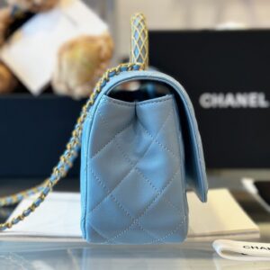 Túi Nữ Chanel Handle Cao Cấp Quai Cầu Vồng Cao Blue 22x21cm