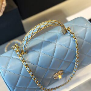 Túi Nữ Chanel Handle Cao Cấp Quai Cầu Vồng Cao Blue 22x21cm
