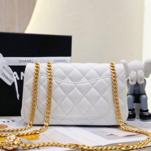 Túi Xách Nữ Hàng hiệu Chanel Charm Siêu Cấp Hoa Trà White 20cm