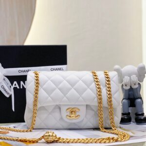 Túi Xách Nữ Hàng hiệu Chanel Charm Siêu Cấp Hoa Trà White 20cm