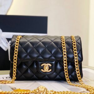 Túi Xách Nữ Hàng hiệu Chanel Charm Siêu Cấp Dây Xích Vàng Gold 20cm