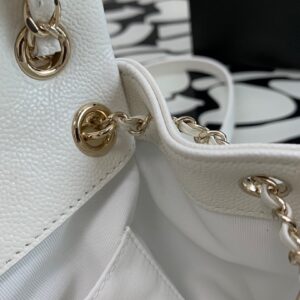 Balo Nữ Hàng Hiệu Chanel Siêu Cấp Bản Đẹp Màu Trắng 20.5x20x11.5cm
