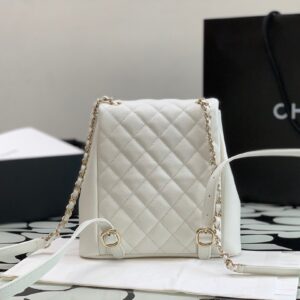 Balo Nữ Hàng Hiệu Chanel Siêu Cấp Bản Đẹp Màu Trắng 20.5x20x11.5cm