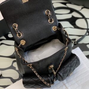 Balo Nữ Hàng Hiệu Chanel Siêu Cấp Bản Đẹp Màu Đen 20.5x20x11.5cm