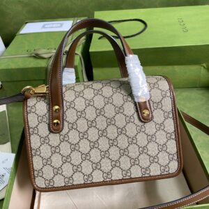 Túi Xách Nữ Hàng Hiệu Gucci 1955 Siêu Cấp Quai Cầm Màu Nâu 23x16x12cm