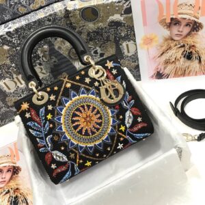 Túi Xách Nữ Hàng Hiệu Dior Lady Siêu cấp Họa Tiết Đính Cườm 24cm