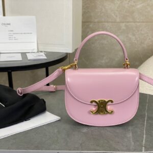 Túi Xách Nữ Hàng Hiệu Celine Handle Siêu Cấp Màu Hồng 15.5x11.5x5cm