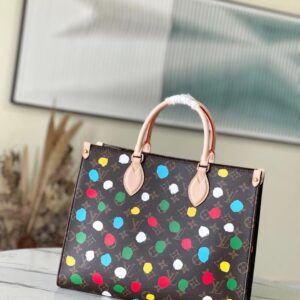 Túi Xách Nữ Hàng Hiệu Louis Vuitton LV On The Go Siêu Cấp Họa Tiết Chấm Bi 35x28cm