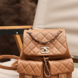 Balo Siêu Cấp Chanel Mini Màu Nâu Trà Sữa 18cm (2)