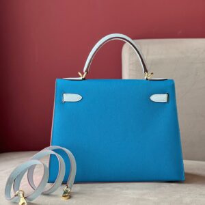 Túi Hermes Kelly Da Epsom Mix 2 Màu Hồng Xanh Rep 11 Cao Cấp 28cm (2)