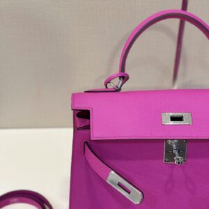 Túi Hermes Kelly Da Epson Rep 11 Nữ Màu Tím Khóa Bạc 28cm (10)