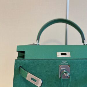 Túi Hermes Kelly Da Epson Replica 11 Nữ Màu Xanh Lá Khóa Bạc 28cm (2)