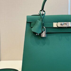 Túi Hermes Kelly Da Epson Replica 11 Nữ Màu Xanh Lá Khóa Bạc 28cm (2)