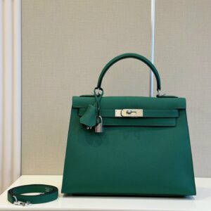 Túi Hermes Kelly Da Epson Replica 11 Nữ Màu Xanh Lá Khóa Bạc 28cm (2)