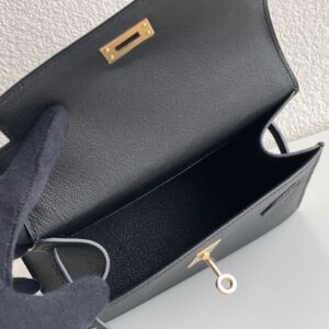 Túi Hermes Mini Kelly Sellier Siêu Cấp Khâu Tay Màu Đen 21cm (2)