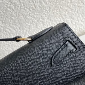 Túi Hermes Mini Kelly Sellier Siêu Cấp Khâu Tay Màu Đen 21cm (2)