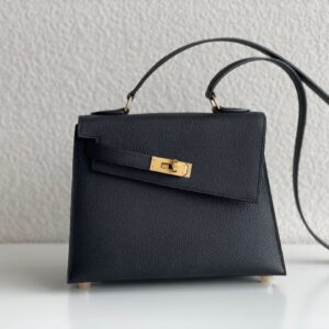 Túi Hermes Mini Kelly Sellier Siêu Cấp Khâu Tay Màu Đen 21cm (2)