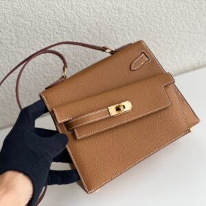 Túi Hermes Mini Kelly Sellier Siêu Cấp Khâu Tay Màu Nâu 21cm (1)