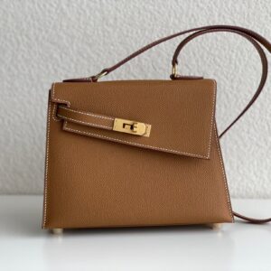 Túi Hermes Mini Kelly Sellier Siêu Cấp Khâu Tay Màu Nâu 21cm (1)