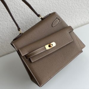Túi Hermes Mini Kelly Sellier Siêu Cấp Màu Ghi 21cm (2)