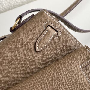 Túi Hermes Mini Kelly Sellier Siêu Cấp Màu Ghi 21cm (2)