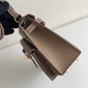 Túi Hermes Mini Kelly Sellier Siêu Cấp Màu Ghi 21cm (2)
