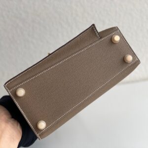 Túi Hermes Mini Kelly Sellier Siêu Cấp Màu Ghi 21cm (2)