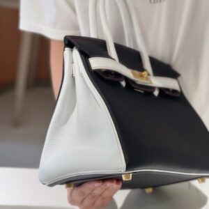 Túi Nữ Cao Cấp Hermes Birkin 30 Togo Ghw Mix 2 Màu Trắng Đen 30cm (2)