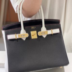 Túi Nữ Cao Cấp Hermes Birkin 30 Togo Ghw Mix 2 Màu Trắng Đen 30cm (2)
