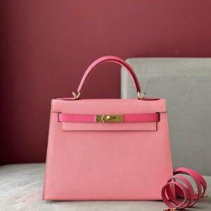 Túi Nữ Cao Cấp Hermes Kelly Da Epsom Mix 2 Màu Hồng 28cm (2)