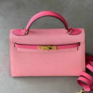 Túi Nữ Cao Cấp Hermes Kelly Da Epsom Mix 2 Màu Hồng 28cm (2)