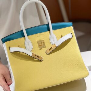 Túi Nữ Hermes Birkin 30 Togo Ghw Mix Siêu Cấp 2 Màu Vàng Xanh 30cm (2)