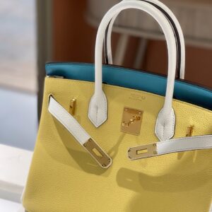 Túi Nữ Hermes Birkin 30 Togo Ghw Mix Siêu Cấp 2 Màu Vàng Xanh 30cm (2)