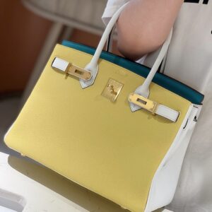 Túi Nữ Hermes Birkin 30 Togo Ghw Mix Siêu Cấp 2 Màu Vàng Xanh 30cm (2)