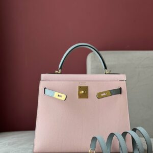 Túi Siêu Cấp Hermes Kelly Da Epsom Mix 2 Màu Hồng Xám 28cm (2)