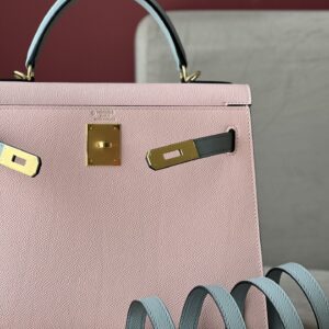 Túi Siêu Cấp Hermes Kelly Da Epsom Mix 2 Màu Hồng Xám 28cm (2)