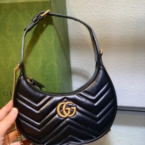 Túi Xách Cao Cấp Gucci GG Marmont Half Moon Màu Đen 24cm (2)