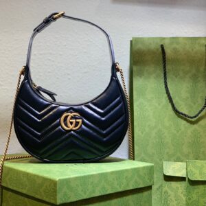 Túi Xách Cao Cấp Gucci GG Marmont Half Moon Màu Đen 24cm (2)
