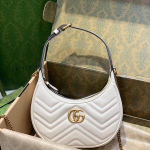 Túi Xách Cao Cấp Gucci GG Marmont Half Moon Màu Trắng 24cm (2)