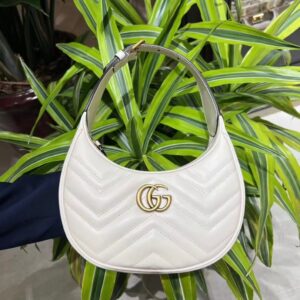 Túi Xách Cao Cấp Gucci GG Marmont Half Moon Màu Trắng 24cm (2)