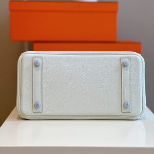 Túi Xách Cao Cấp Hermes Birkin Mix Phw Togo Nữ Màu Trắng Khóa Bạc 25cm (2)