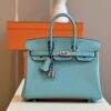 Túi Xách Cao Cấp Hermes Birkin Mix Phw Togo Nữ Màu Xanh Khóa Bạc 25cm (2)