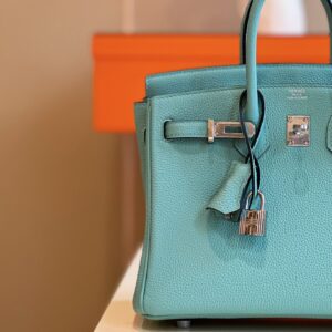 Túi Xách Cao Cấp Hermes Birkin Mix Phw Togo Nữ Màu Xanh Khóa Bạc 25cm (2)