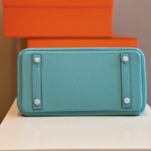 Túi Xách Cao Cấp Hermes Birkin Mix Phw Togo Nữ Màu Xanh Khóa Bạc 25cm (2)