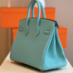 Túi Xách Cao Cấp Hermes Birkin Mix Phw Togo Nữ Màu Xanh Khóa Bạc 25cm (2)