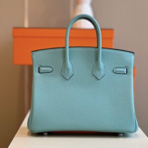 Túi Xách Cao Cấp Hermes Birkin Mix Phw Togo Nữ Màu Xanh Khóa Bạc 25cm (2)