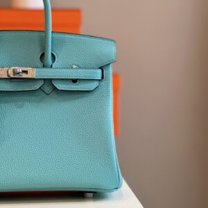 Túi Xách Cao Cấp Hermes Birkin Mix Phw Togo Nữ Màu Xanh Khóa Bạc 25cm (2)