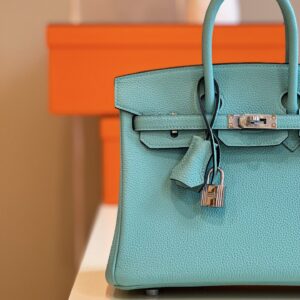 Túi Xách Cao Cấp Hermes Birkin Mix Phw Togo Nữ Màu Xanh Khóa Bạc 25cm (2)