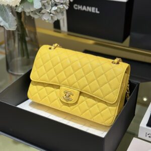 Túi Xách Chanel Classic Flap Bag Medium Siêu Cấp Màu Vàng 25cm (1)