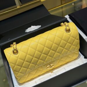 Túi Xách Chanel Classic Flap Bag Medium Siêu Cấp Màu Vàng 25cm (1)